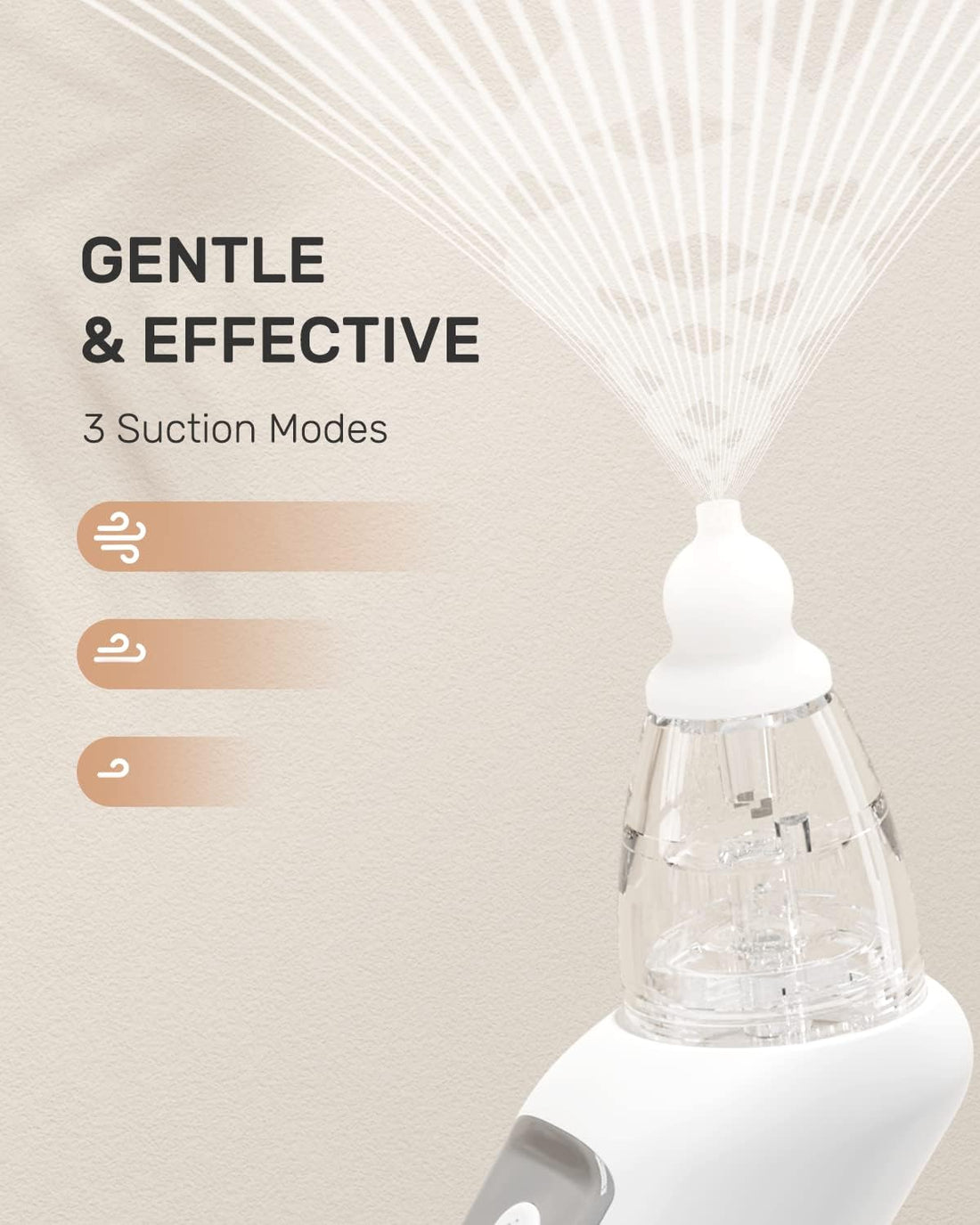 شفاط أنف كهربائي للأطفال من HEYVALUE - منظف أنف قابل للتعديل مع موسيقى و3 رؤوس