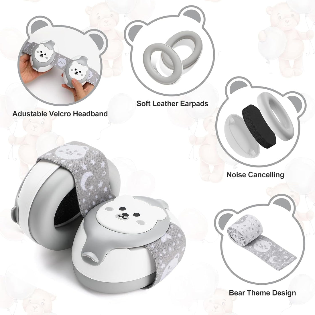 Baby Noise Cancelling Earmuffs – Infant Headphones 0-36 Months with Adjustable Headband”